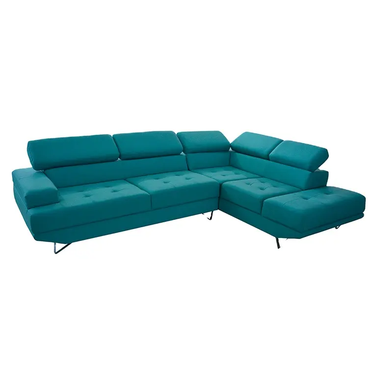 Modern Hotel Entrance Leather Couch Corner 5 Seater Light Blue Sofa Set Indonesian L Shape Sofa Style