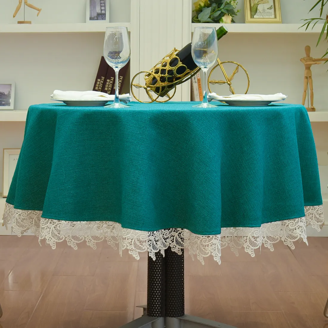 Französische Spitze Tischdecken Tischdecken Tischdecke Runde wasserdichte Bettwäsche für Tee mäntel De Mesa Mi Nappe De Tisch Ronde Vert