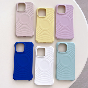 เคสโทรศัพท์แม่เหล็กลายคลื่นสีทึบ INS สำหรับ IPhone16Promax Apple 15เคสป้องกัน14 13กันตก - Product Image 1