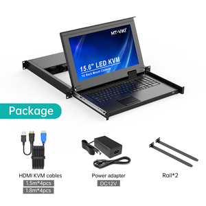 15.6英寸液晶KVM交换机8端口HDMI + 8电缆，MT-VIKI发光二极管1U机架式液晶KVM交换机抽屉控制台 - Product Image 6