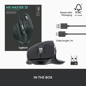Ratón de rendimiento inalámbrico original Logitech MX Master 3S, ratón silencioso Bluetooth para Windows Linux con receptor de perno - Product Image 6