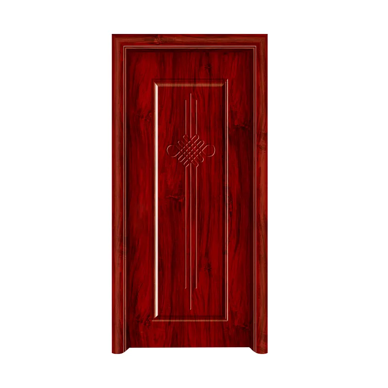 नए डिजाइन के मेलामाइन वेनीर लकड़ी के दरवाजे सस्ते आंतरिक कक्ष एमडीएफ लकड़ी के सिंगल लीफ स्विंग दरवाजे