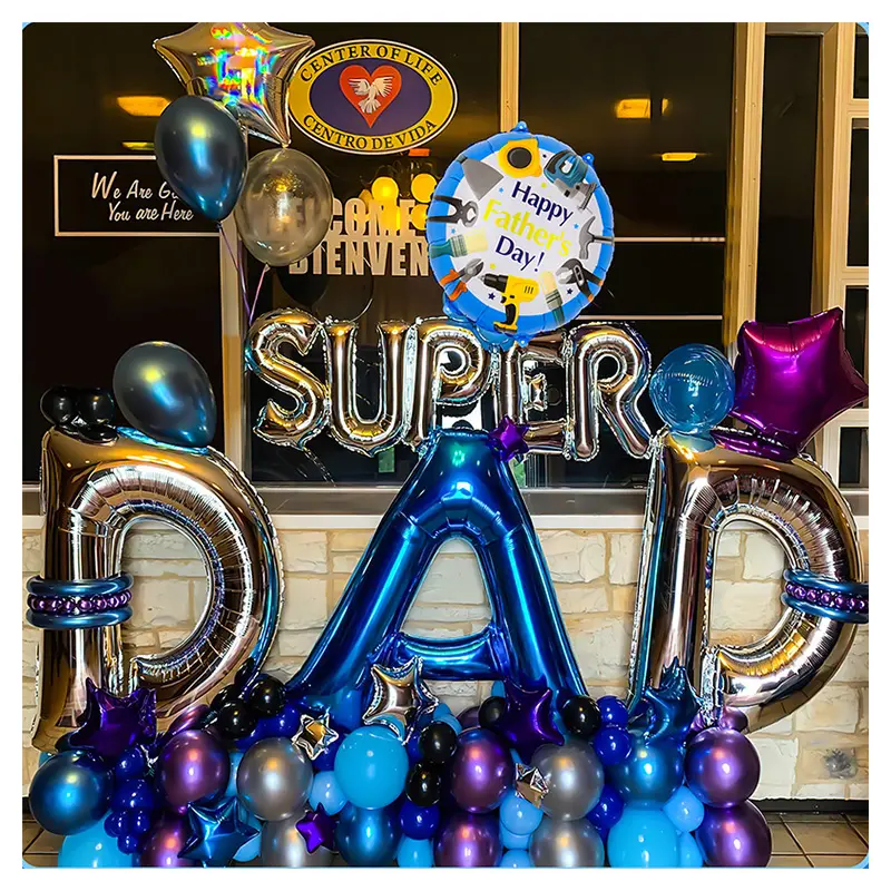 Fabriek Goedkope Groothandel Super Vader Metallic Vaderdag Ballonnen Met Metalen Ballon En Ster Voor Partij Leverancier