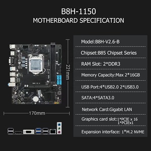 真新しいM-ATX B8H B85 H81 1150マザーボード第4世代インテルI7 I5 I3 CPUサポートM.2 NVME SATA USB3.0デスクトップPC用 - Product Image 5