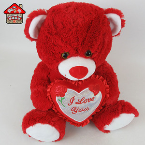 Yumuşak oyuncak peluş ayı kalp I LOVE YOU sevgililer günü hediyeleri için düğün dekorasyon için kırmızı peluş kumaş + PP pamuk, peluş CN;JIA