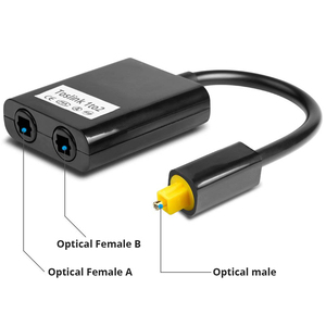 Toslink Digital Optical Fiber <strong>Audio</strong> <strong>1</strong> to 2 Way <strong>Audio</strong> <strong>Splitter</strong> Hub <strong>1</strong> <strong>Input</strong> 2 <strong>Output</strong> SPDIF Optical <strong>Splitter</strong> Cable Adapter - Product Image 4