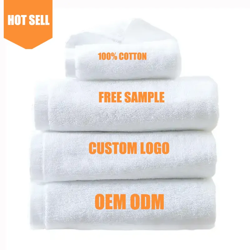 Luxus Absorbent Pluffy Badet uch 100% Baumwolle Weiß Dicke Handtücher Benutzer definierte bestickte Waschlappen Gesichts tuch für Hotel Spa Resorts
