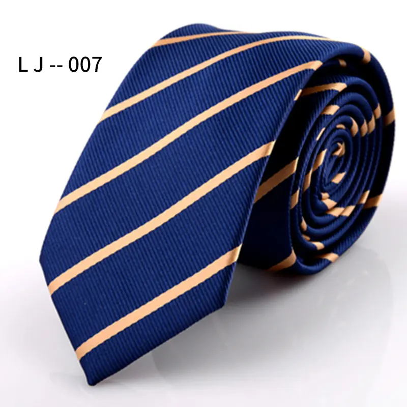 Cravatta monogramata a strisce gialle e blu scuro su misura comprare Corbatas Para Hombres cravatte in microfibra On Line per gli uomini più recenti disegni da 6Cm