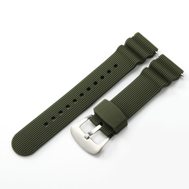 Bande verticale verte - boucle couleur acier