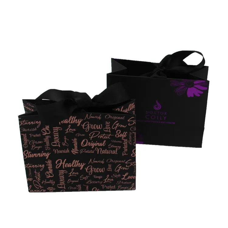 Bolsas de regalo con impresión de logotipo personalizado, paquete de joyería pequeña de papel artesanal, de lujo, para boda