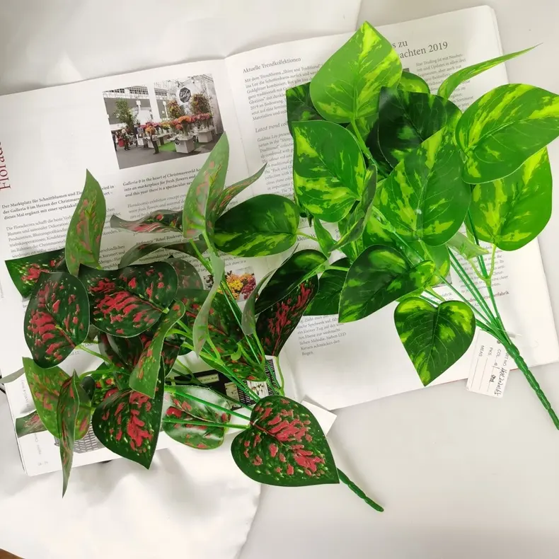 Foglie verdi di plastica artificiale decorazione della parete di casa e matrimonio foglie finte piante di fiori decorativi