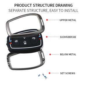 Hochwertige Auto-Metall-Schlüssel abdeckung Fernbedienung Smart Key Shell Fob mit Silikon knopf Geeignet für TATA-Zubehör - Product Image 6