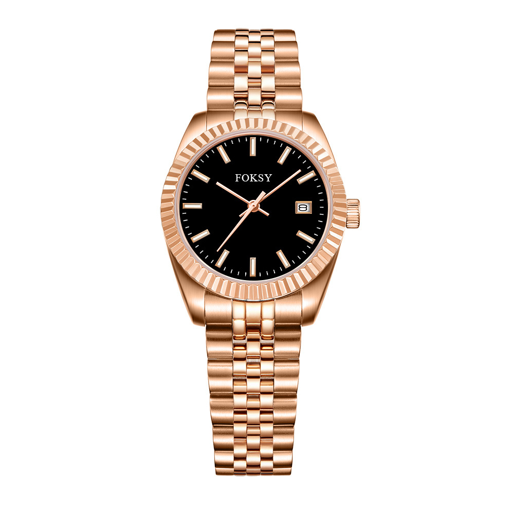 Or rose + cadran noir