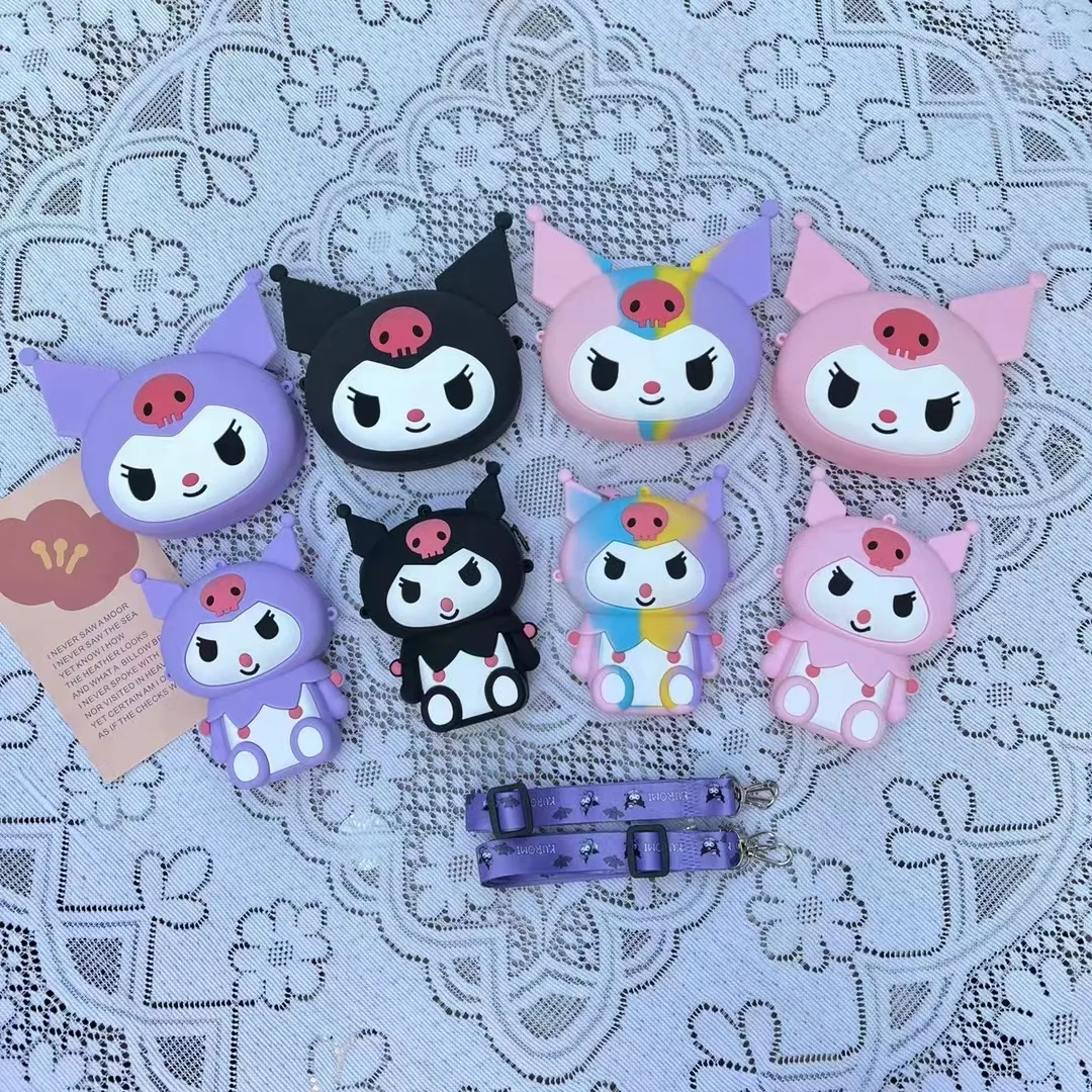 Kuromi-Bolso cruzado de silicona suave con dibujos animados para chicas, bolsa de almacenamiento portátil con personajes 3D bonitos, 2022