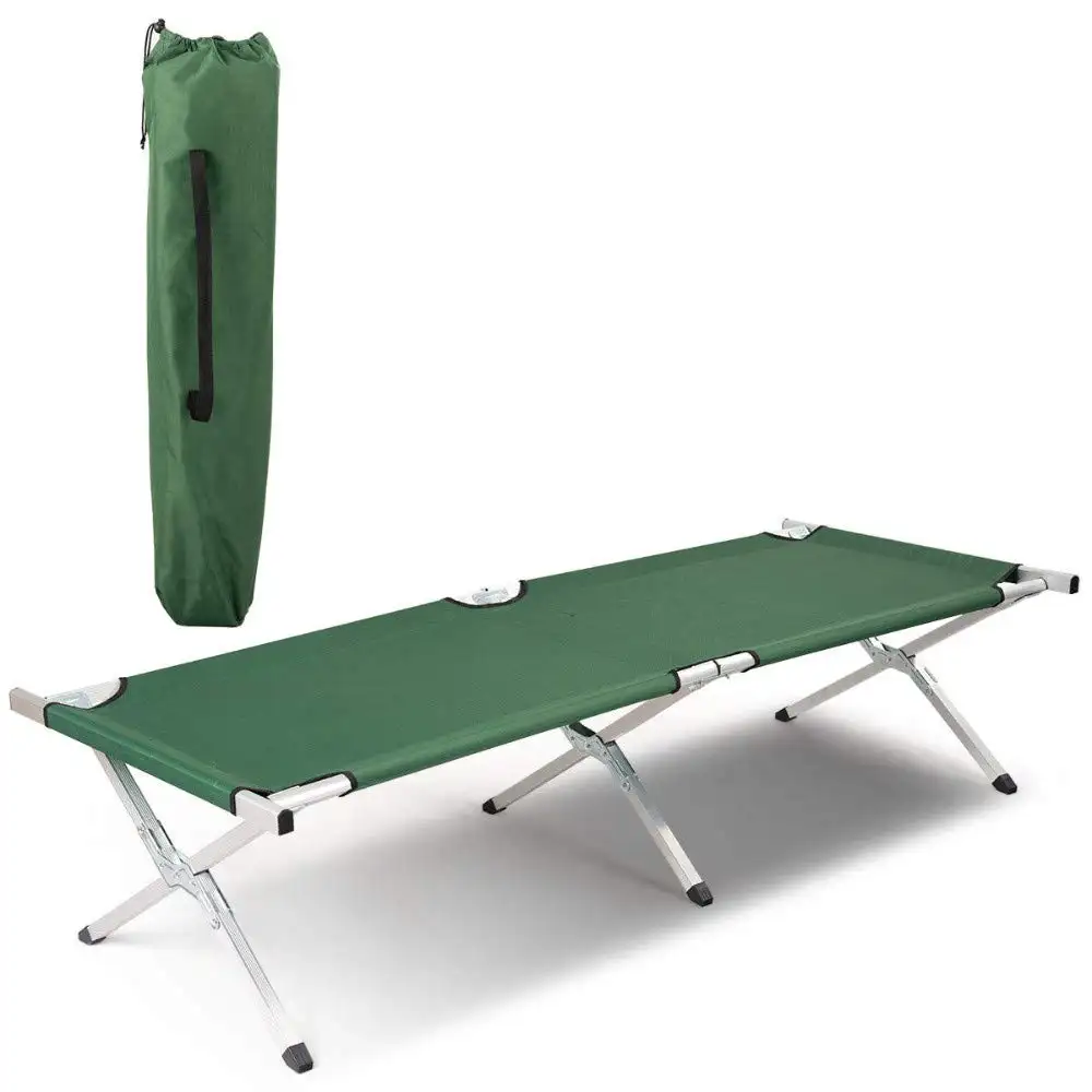 Cama plegable portátil de aluminio para adultos, cama individual personalizable para acampar al aire libre, 600D