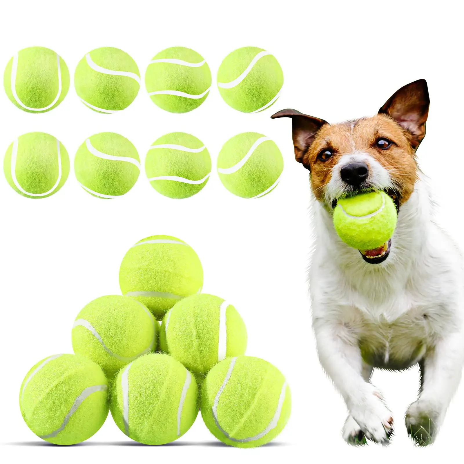 Stok pabrik logo kustom 2.5 "Diameter karet ramah lingkungan bola tenis hewan peliharaan untuk anjing hewan peliharaan aman mainan anjing untuk latihan latihan