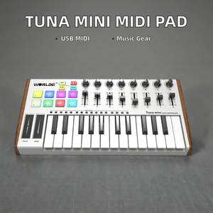 WORLDE TUNA Mini Controlador de teclado MIDI USB de 25 teclas Ultra-portátil 8 almohadillas retroiluminadas RGB TUNAMINI (controlador MIDI) - Product Image 4