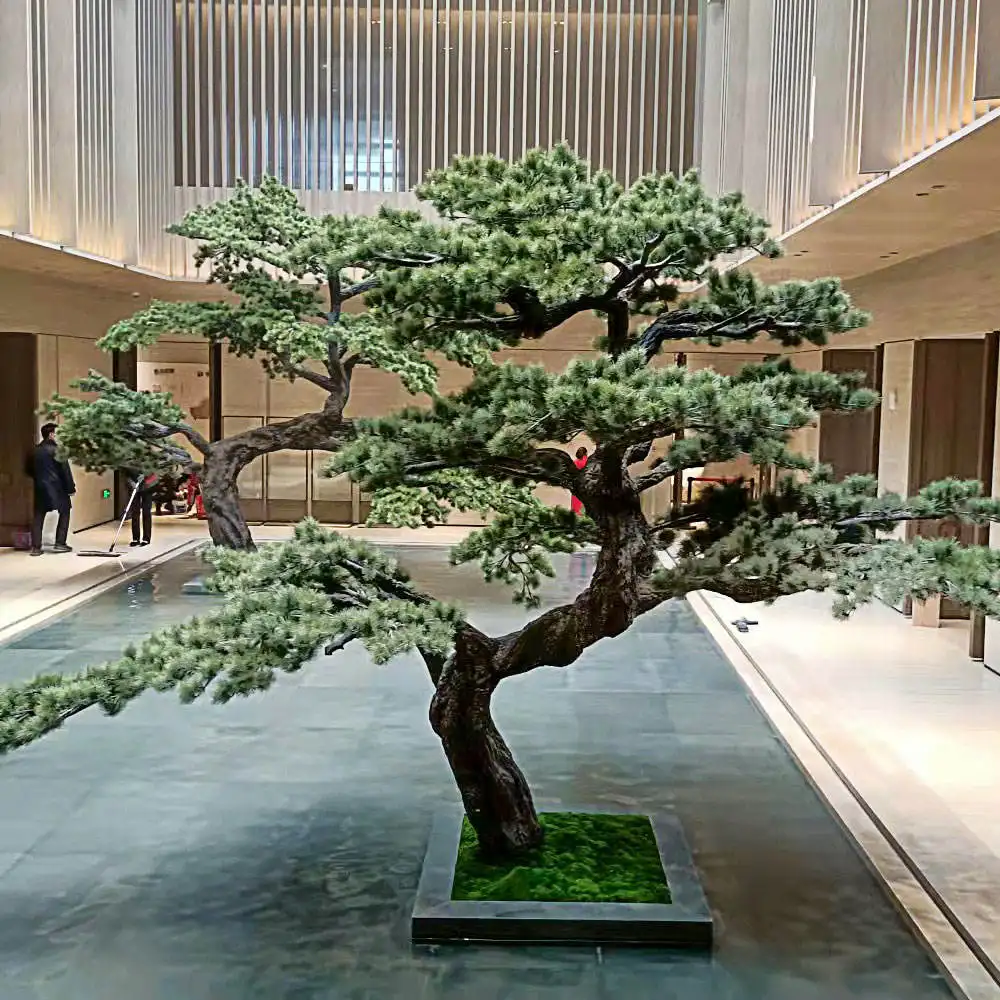 SPSS15 personalizzato sempreverde 4-8m di altezza 6m di larghezza grande grande simulazione gigante Podocarpus ornamento pianta Bonsai albero di pino artificiale