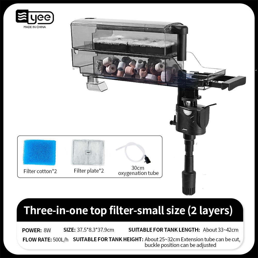 Scatola filtro superiore 3 in 1 a due strati 8W 500L