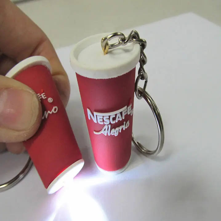 2023 3D PVC Double-sided Custom Logo Led Keychain Keychain Personalized Light Plastic Plastic Rubber Ring For Key Ring CN; FUJ