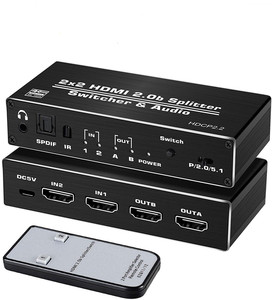 Separador de interruptor HDMI 4K, 4K, 60Hz, HDMI 2.0b, 2 en 2, con escalar, Toslink óptico, SPDIF, Extractor de Audio de 3,5mm - Product Image 1