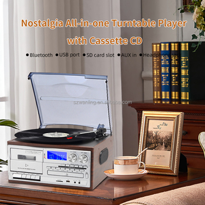 Multi Vinyl Turntable Player with CD Player <strong>USB</strong> SD Record AUX <strong>Input</strong> Radio and Cassette Function - Product Image 2