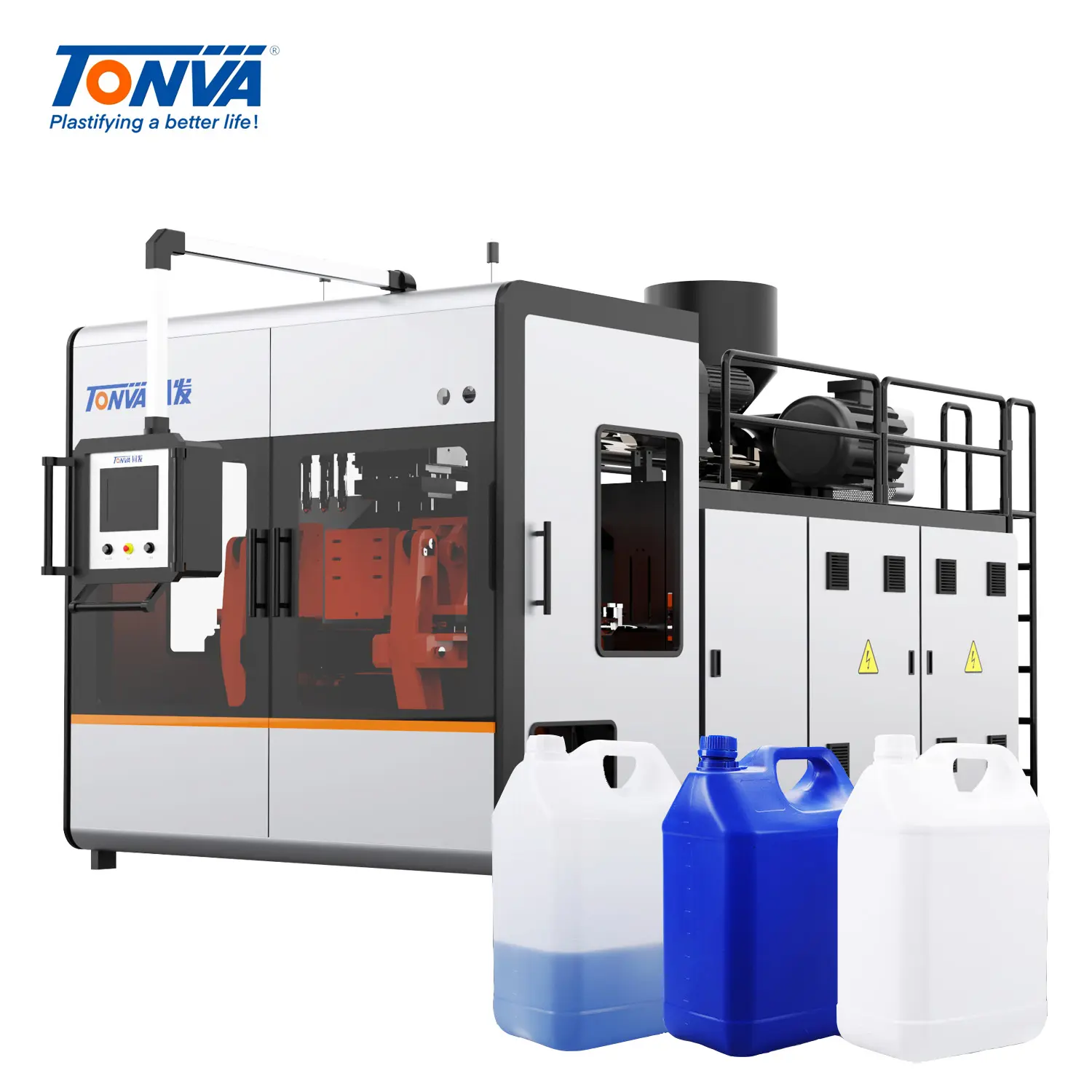 Máquina de moldeo por soplado de botellas cuadradas de botellas químicas de plástico 1.5L 2L 5L TONVA