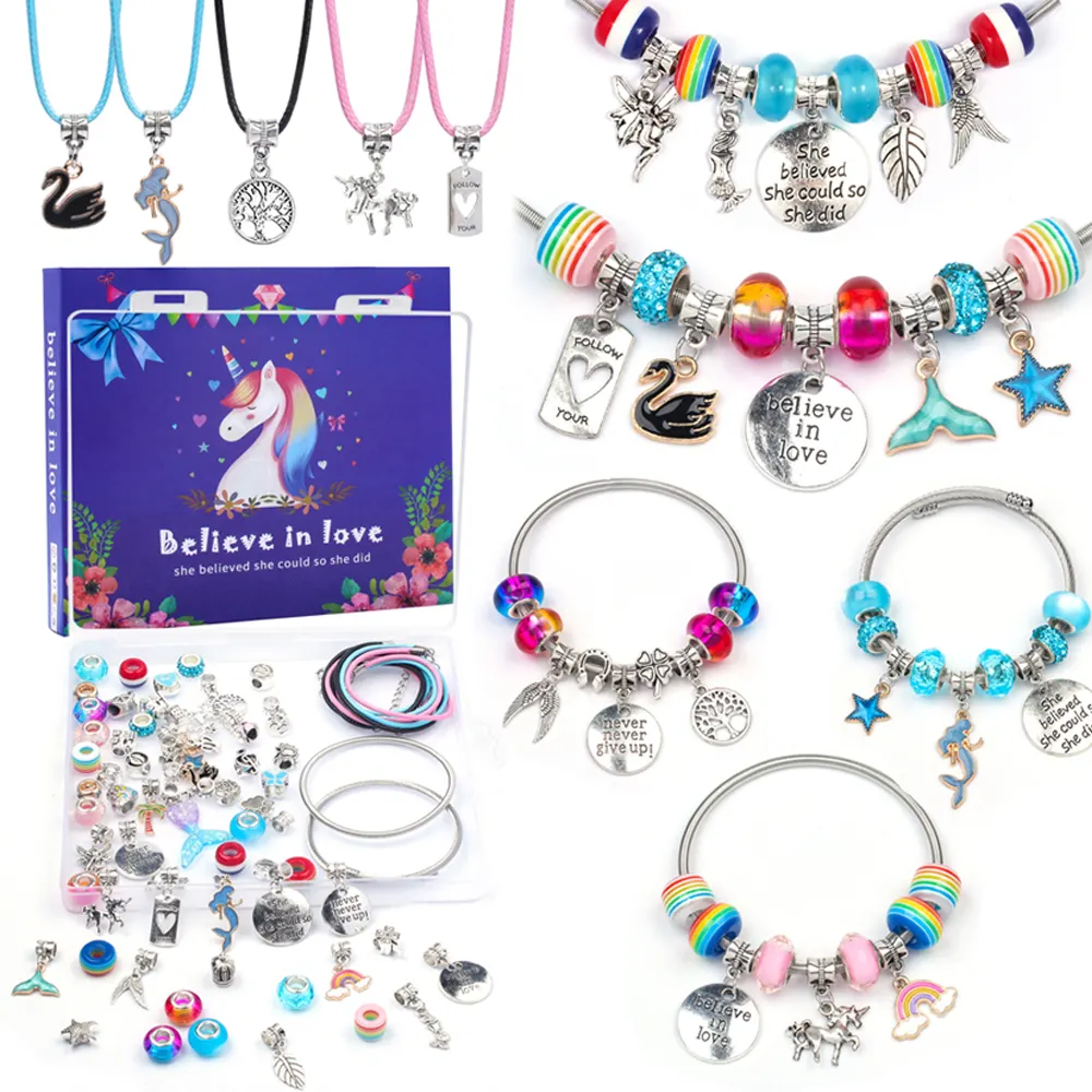 AF fai da te Set per la creazione di braccialetti per ragazze Kit di braccialetti per bambini Kit per la creazione di gioielli Kit di forniture per la creazione di gioielli Set di bracciali con ciondoli