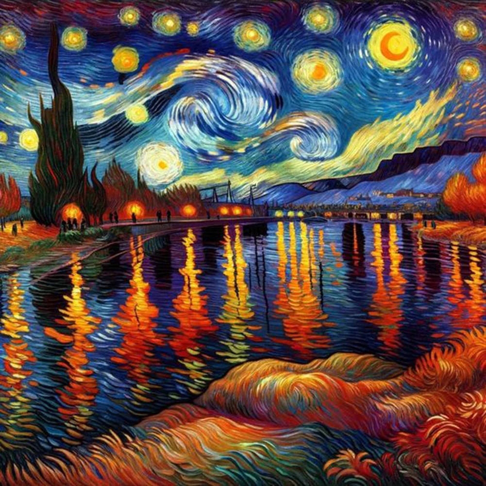Lac de nuit étoilé Art de Van Gogh