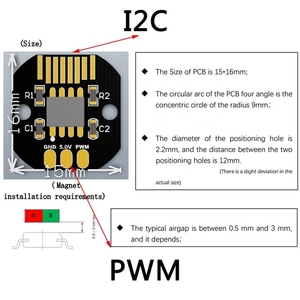 ตัวเข้ารหัสค่าสัมบูรณ์ AS5600แบบกำหนดเอง PWM I2C พอร์ตความแม่นยำสูงตัวเข้ารหัส Gimbal Motor 12บิต - Product Image 6