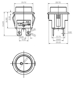 16A 250VAC 4 PIN interruttore a bilanciere a levetta pulsante microinterruttore rotondo - Product Image 2