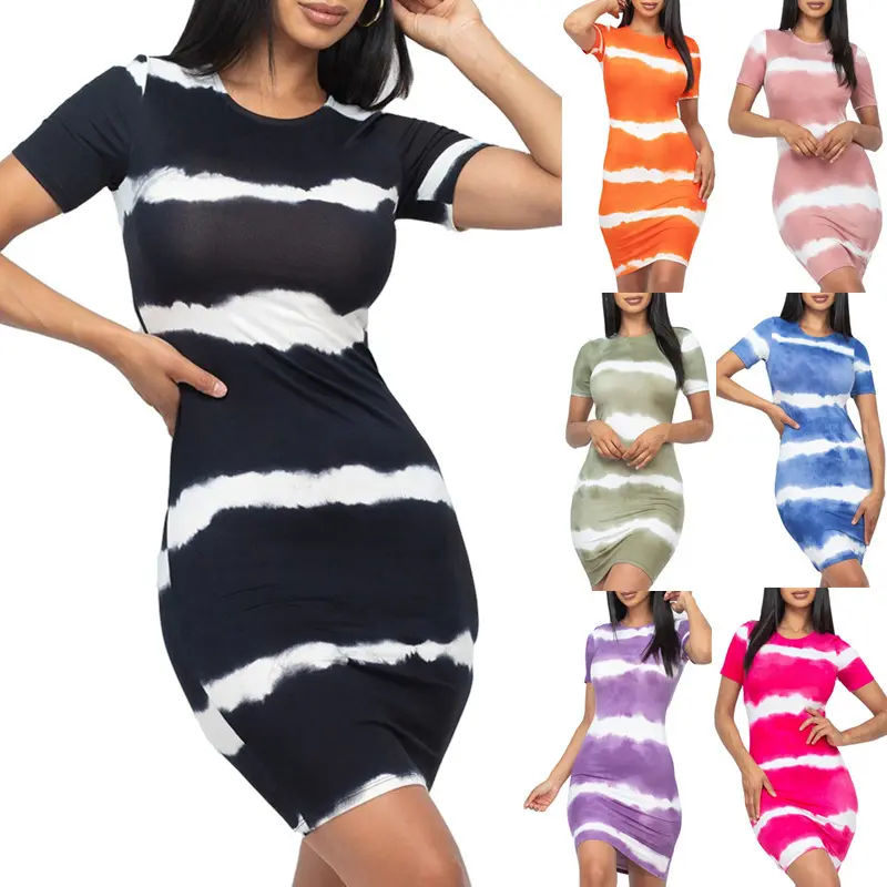 Vestido casual listrado sexy de manga curta solta, novidade de tamanho grande para mulheres, novidade em cores, roupa feminina de tamanho grande, tamanho grande, exclusivo, 2024