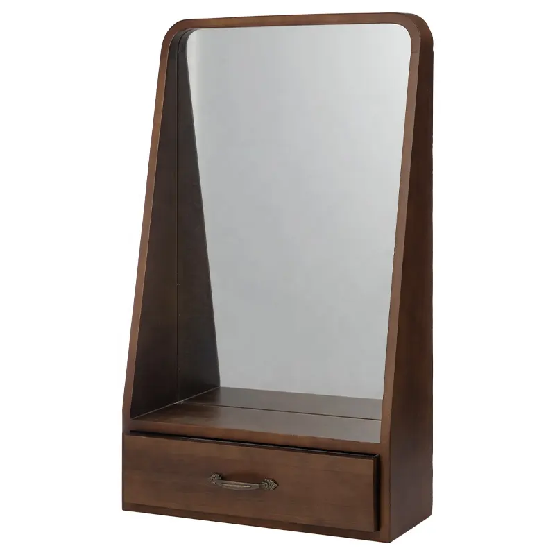 Espelho de parede decorativo com moldura de madeira, 1 caixa de gaveta gabinete e hollywood espelhos