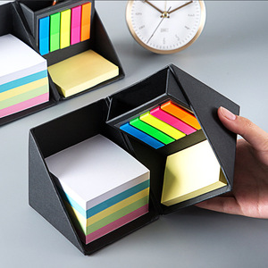Bloc de notas de cubo ecológico personalizado de alta calidad, autoadhesivo para oficina, escritorio, tipo combinado, notas adhesivas con portalápices