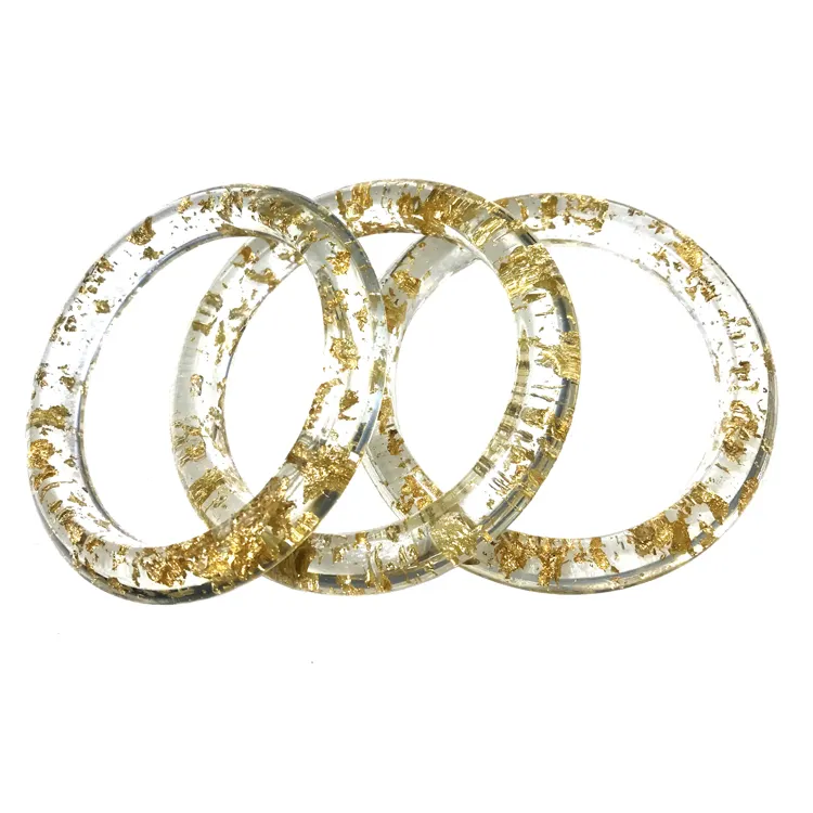 Ultimo braccialetto in lamina d'oro grande braccialetto di cristallo trasparente trasparente braccialetto in resina per le donne braccialetto di vendita calda Amazon