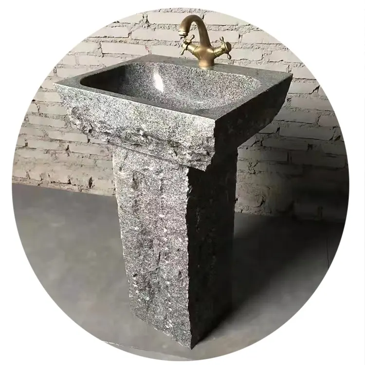 Lavabos a mano con Pedestal de piedra Natural, lavabo para encimera, lavabo de baño