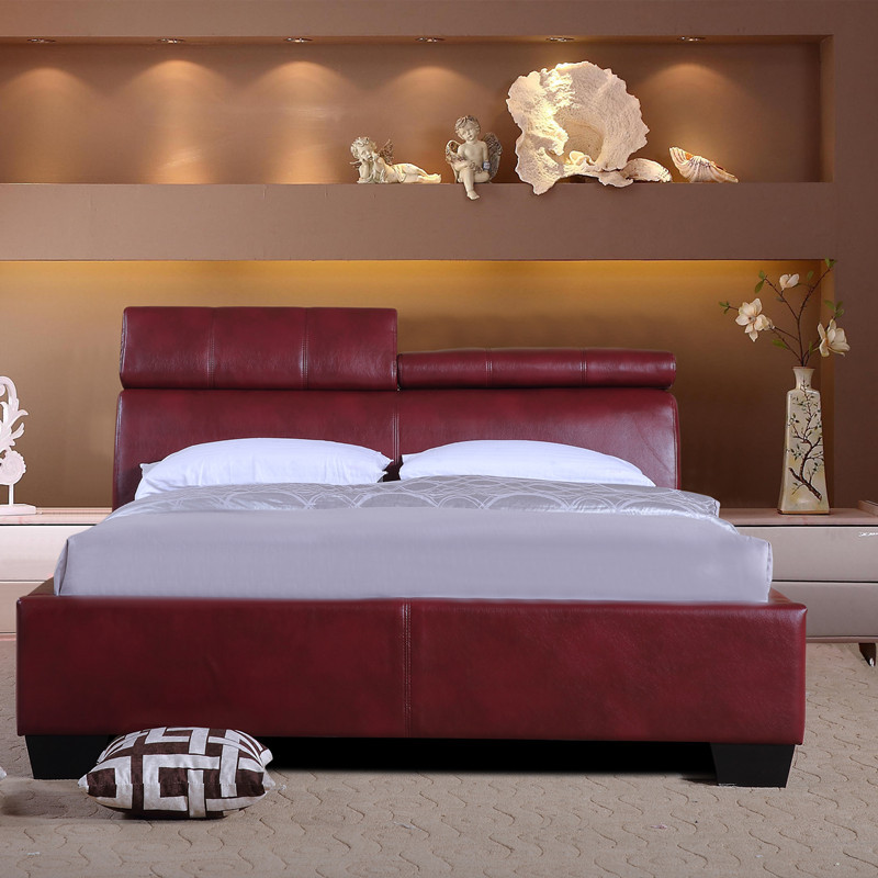 Solid wood double bed base with drawer table beds