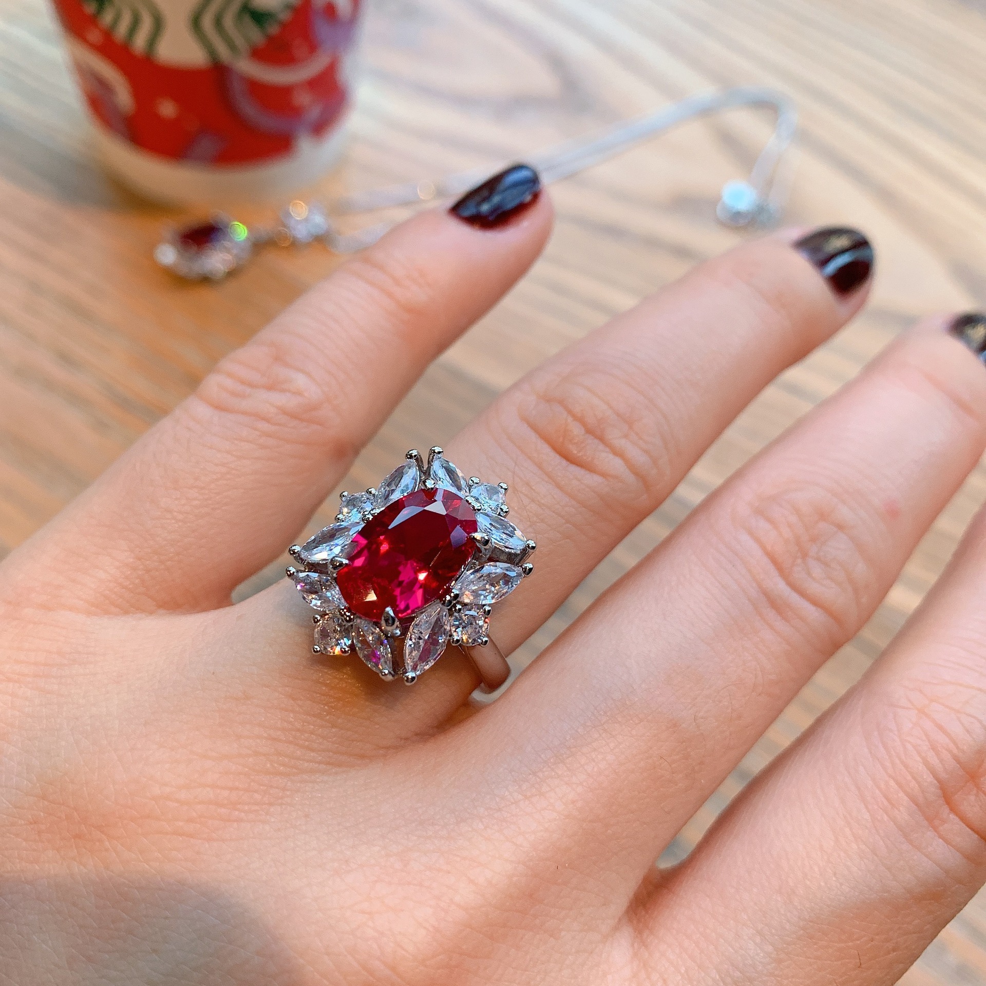 Red glass ring