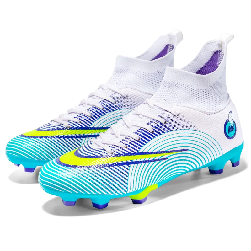 2024 all'ingrosso personalizzi scarpe da calcio da uomo scarpe da calcio alte scarpe da calcio Futsal Outdoor scarpe sportive bianche di moda
