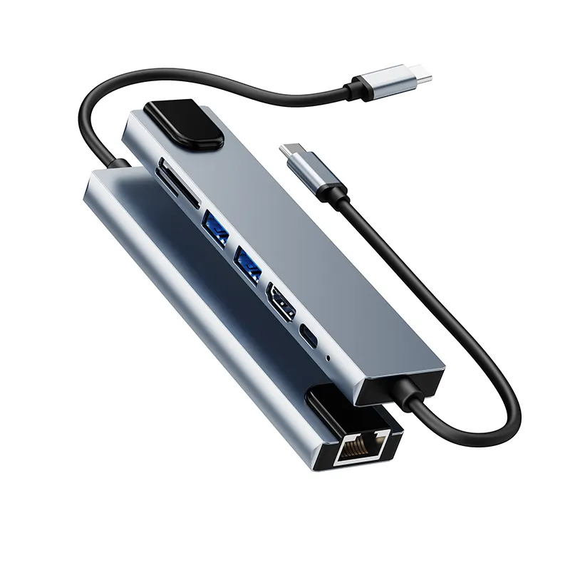 8 в 1 USB-концентратор типа C с Gigabit Ethernet 8-портовый USB-адаптер док-станции C для ноутбуков MacBook Pro Air Концентратор