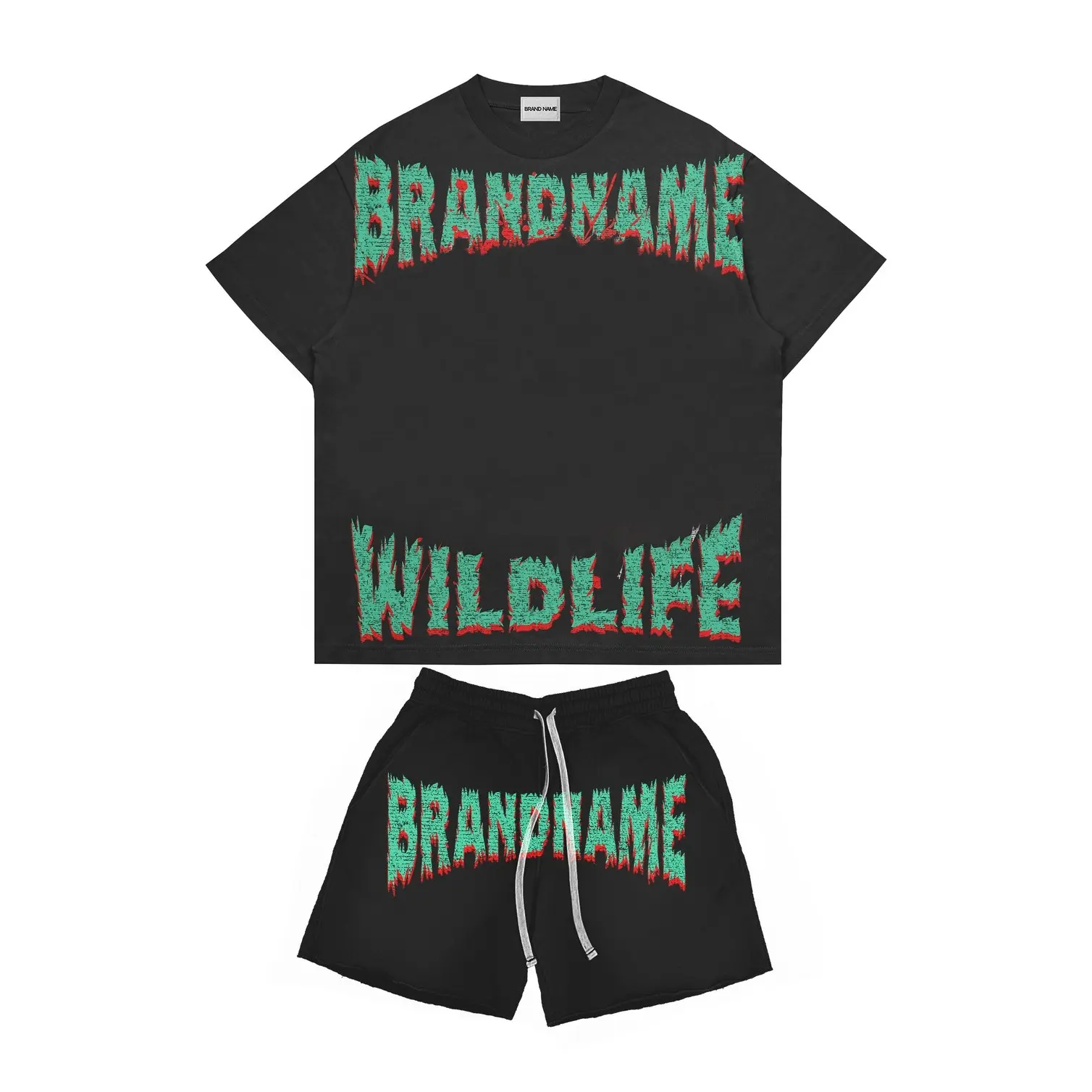 Children Outfits Customize Your Brand Name Logo Streetwear Short Set Kids Summer Clothing Set 2024