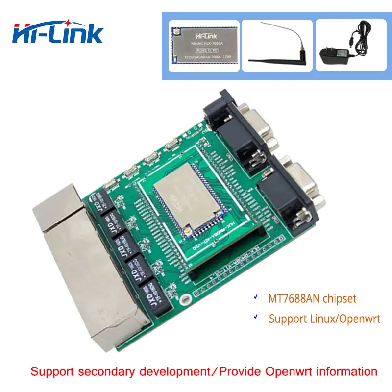 하이 링크 HLK-7688A 평가 보드 UART 직렬 포트 와이파이 모듈 SPI 무선 MT7688AN 칩 Openwrt 버전 WiFi 라우터 모듈