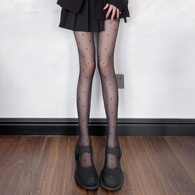 Heart-shaped black stockings