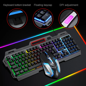 Teclado y ratón para juegos PC RGB Teclado retroiluminado Teclas de goma Teclado con cable Ratón Juego Ratón para juegos - Product Image 4