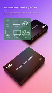 OEM 4端口HDMI扩展坞USB C 4合1 4K HDMI多屏幕显示链接扩展适配器，适用于电视电脑视窗安卓 - Product Image 5