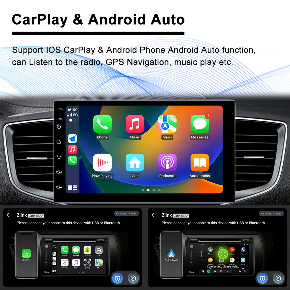 8163 Android araba oyuncu 2 + 32G Carplay GPS navigasyon Video HD ekran desteği Video çıkışı FM 7 9 10 inç araba Stereo çalar