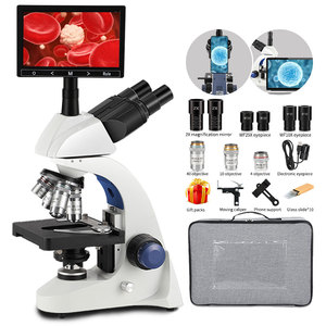 Microscopio biológico trinocular de Laboratorio Profesional, luz led, con pantalla - Product Image 1