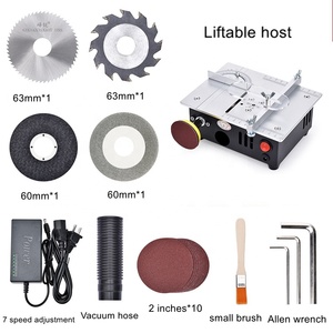 Mini çok fonksiyonlu masa testere elektrikli masaüstü testereleri küçük ev DIY kesme aracı ahşap tornası makinesi - Product Image 3