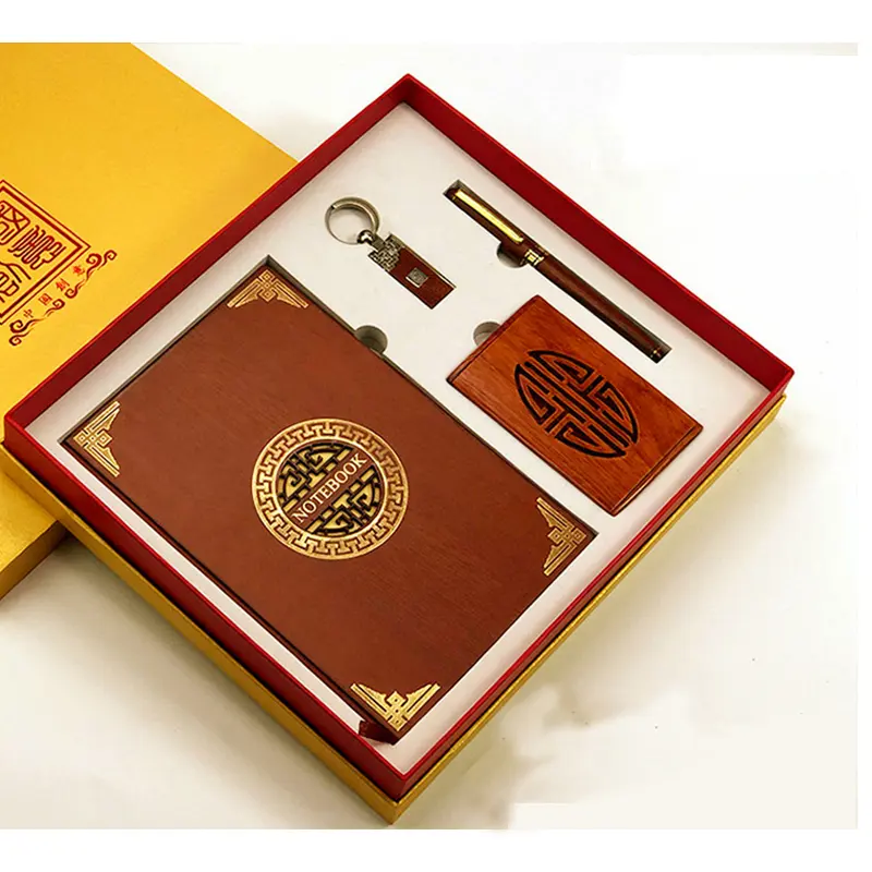 Idee regalo 2023 articoli promozionali popolare set regalo personalizzato in legno per penna portachiavi per anniversario