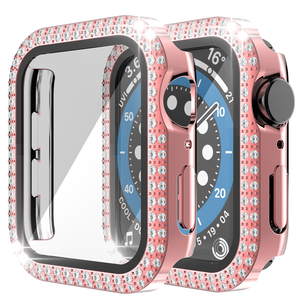 2列ダイヤモンド強化ガラスPCスクリーンカバーiWatch6用ウォッチケース5アップルウォッチシリーズ8用ウォッチガードケース - Product Image 6